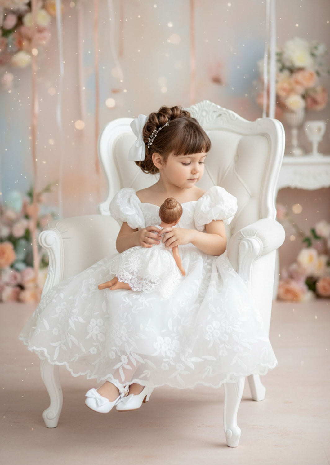 Grace Lace Flower Girl Dress - White Ankle Length