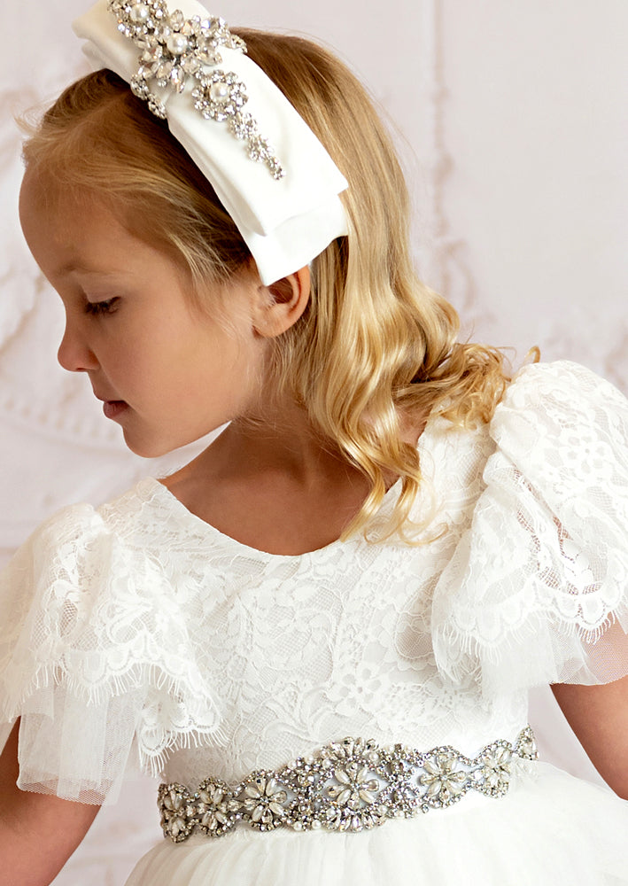Crystal Sash Belt white, Wedding Sash, Flower Girl Sash
