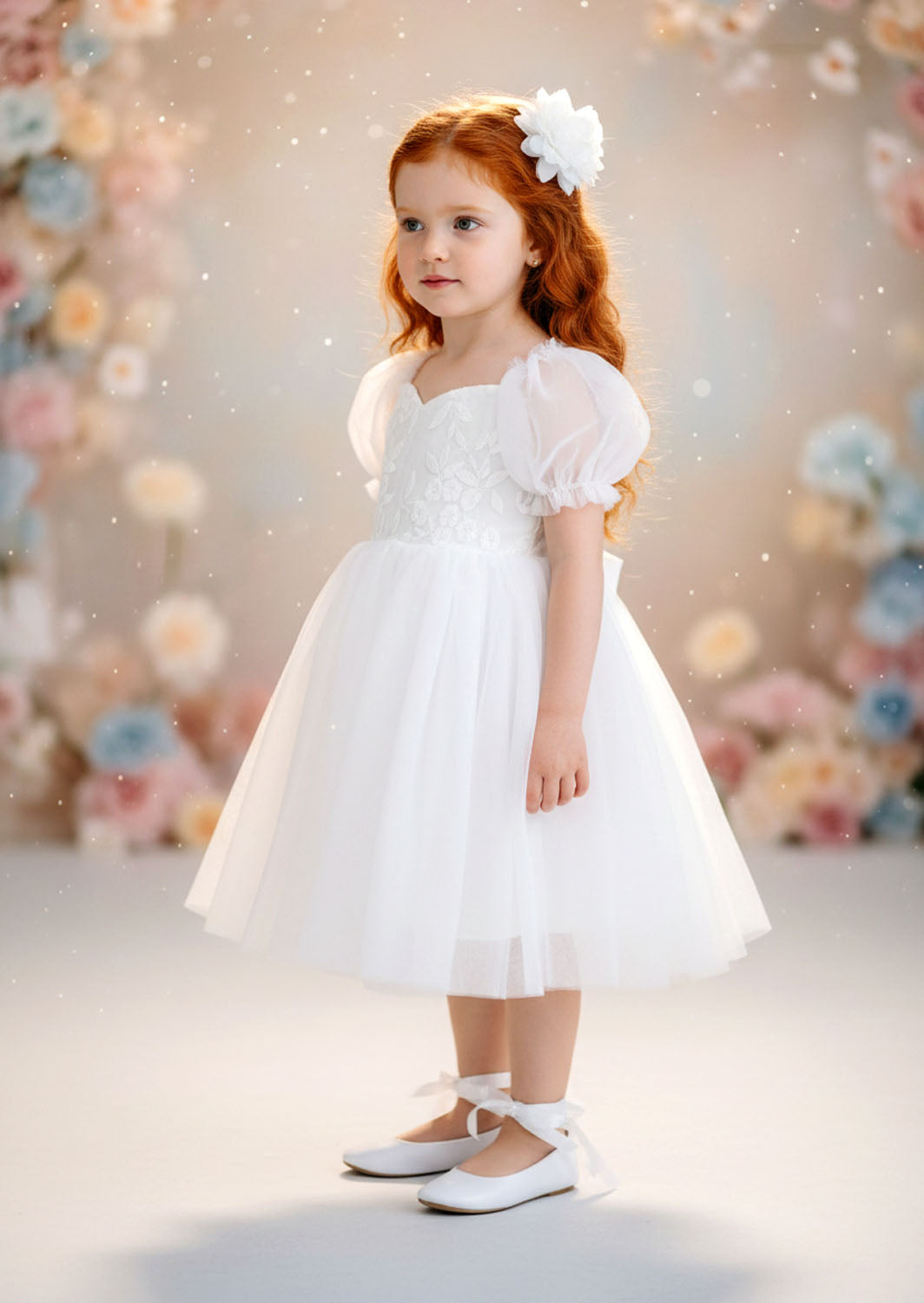 Victoria Flower Girl Dress - White Knee Length
