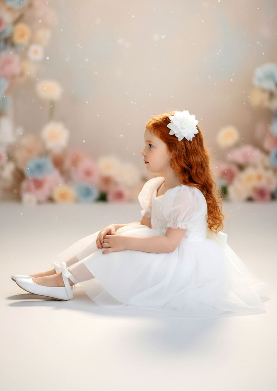 Victoria Flower Girl Dress - White Knee Length