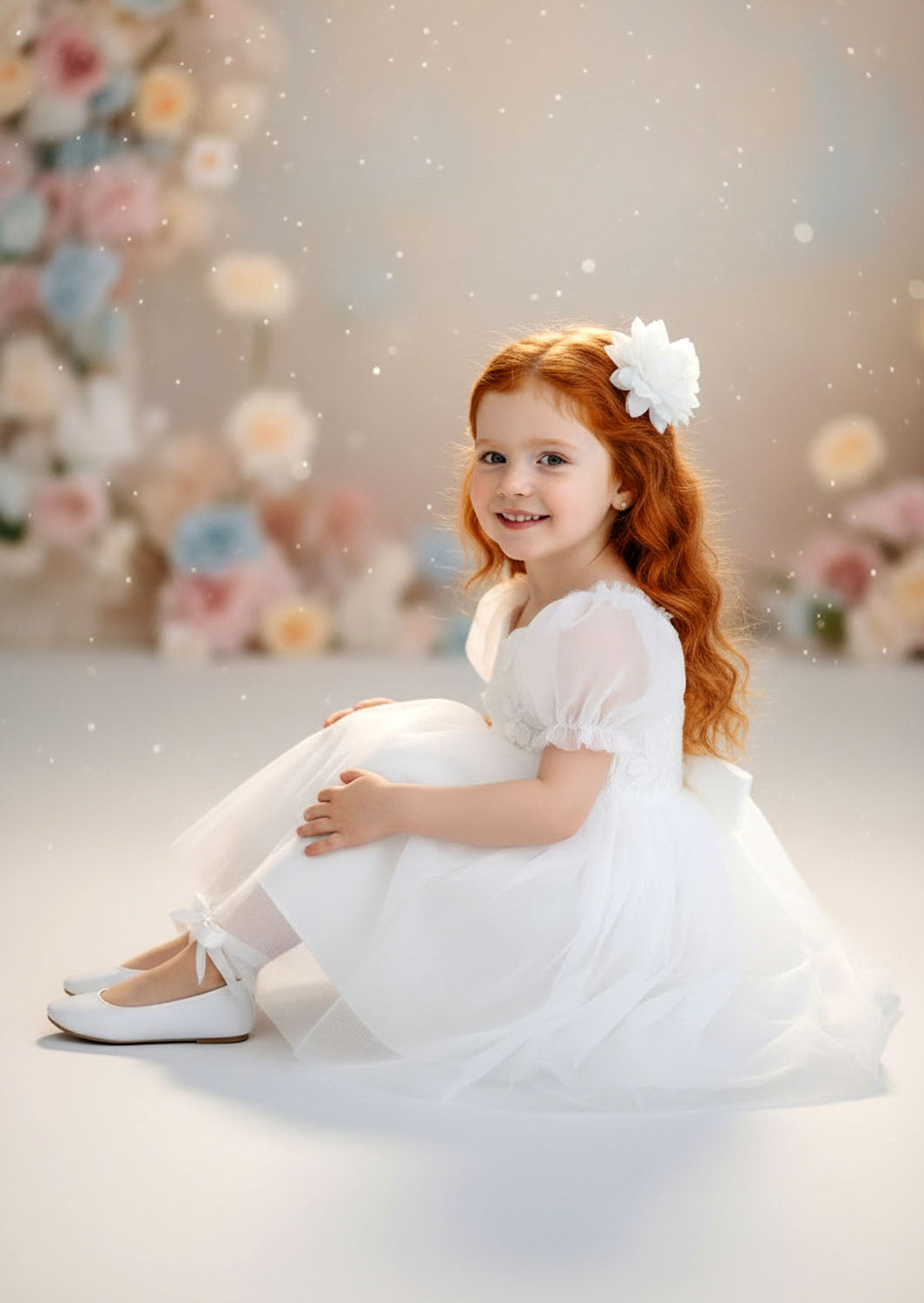 Victoria Flower Girl Dress - White Knee Length