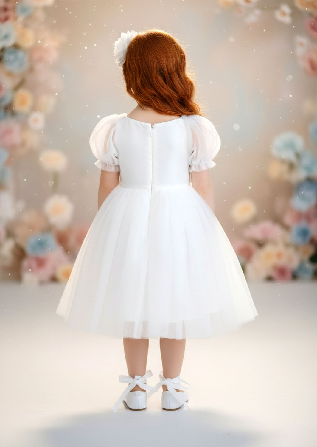 Victoria Flower Girl Dress - White Knee Length