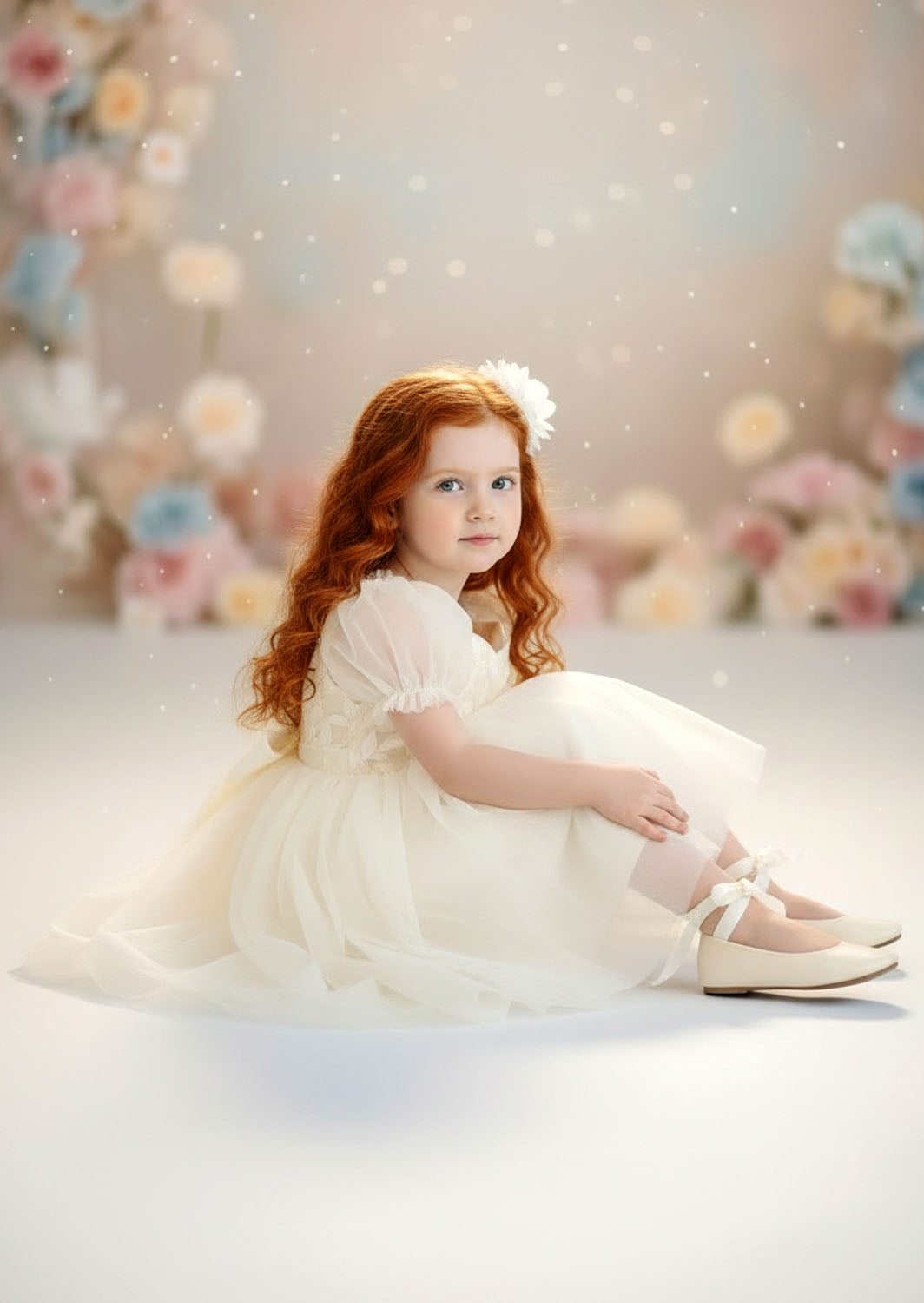 Victoria Flower Girl Dress - Ivory Knee Length
