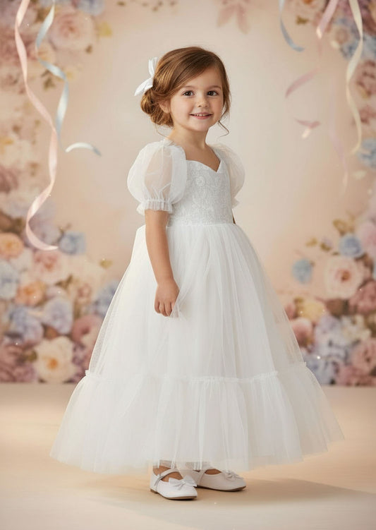 White Sweetheart Flower Girl Gown