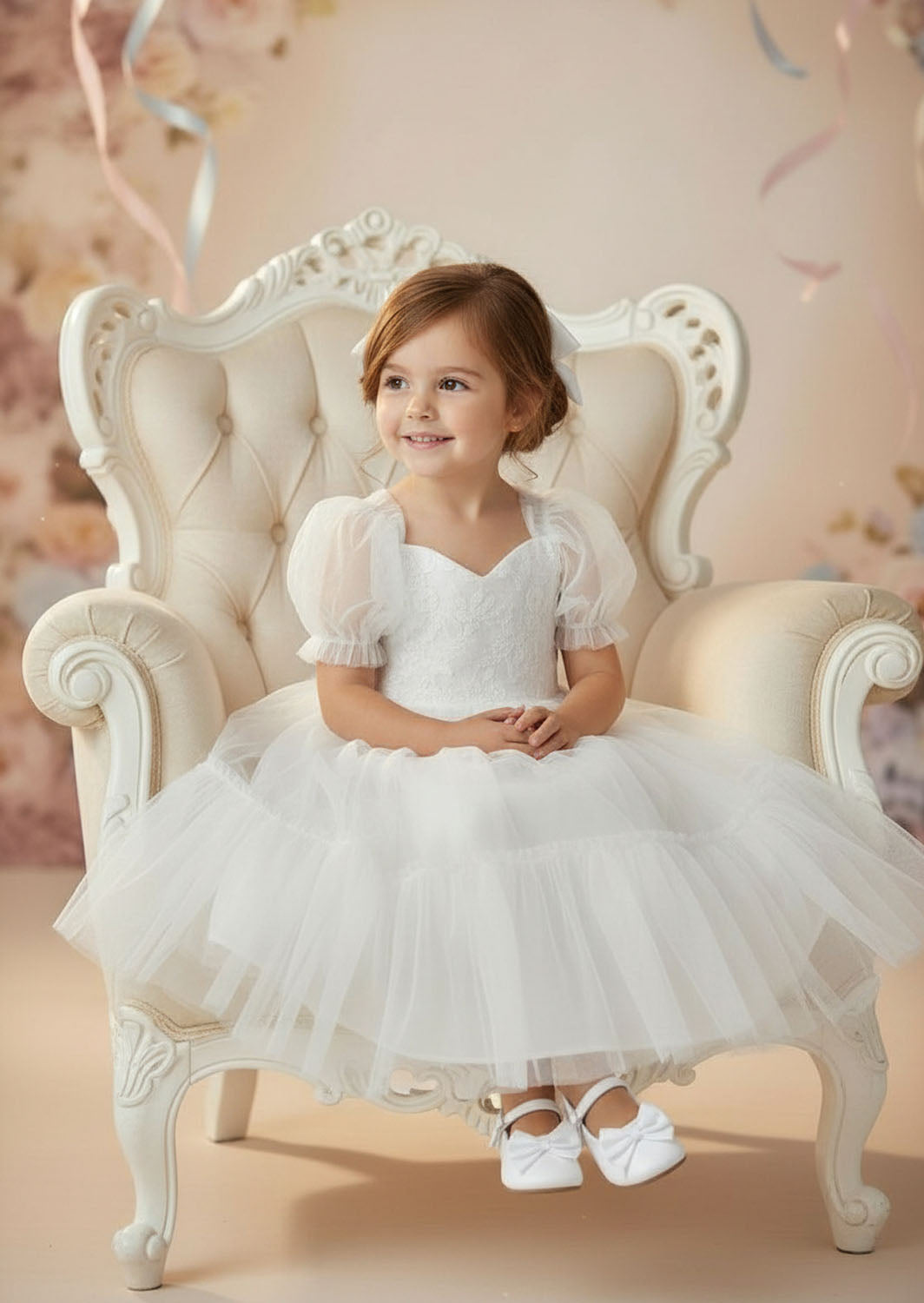 White Sweetheart Flower Girl Gown