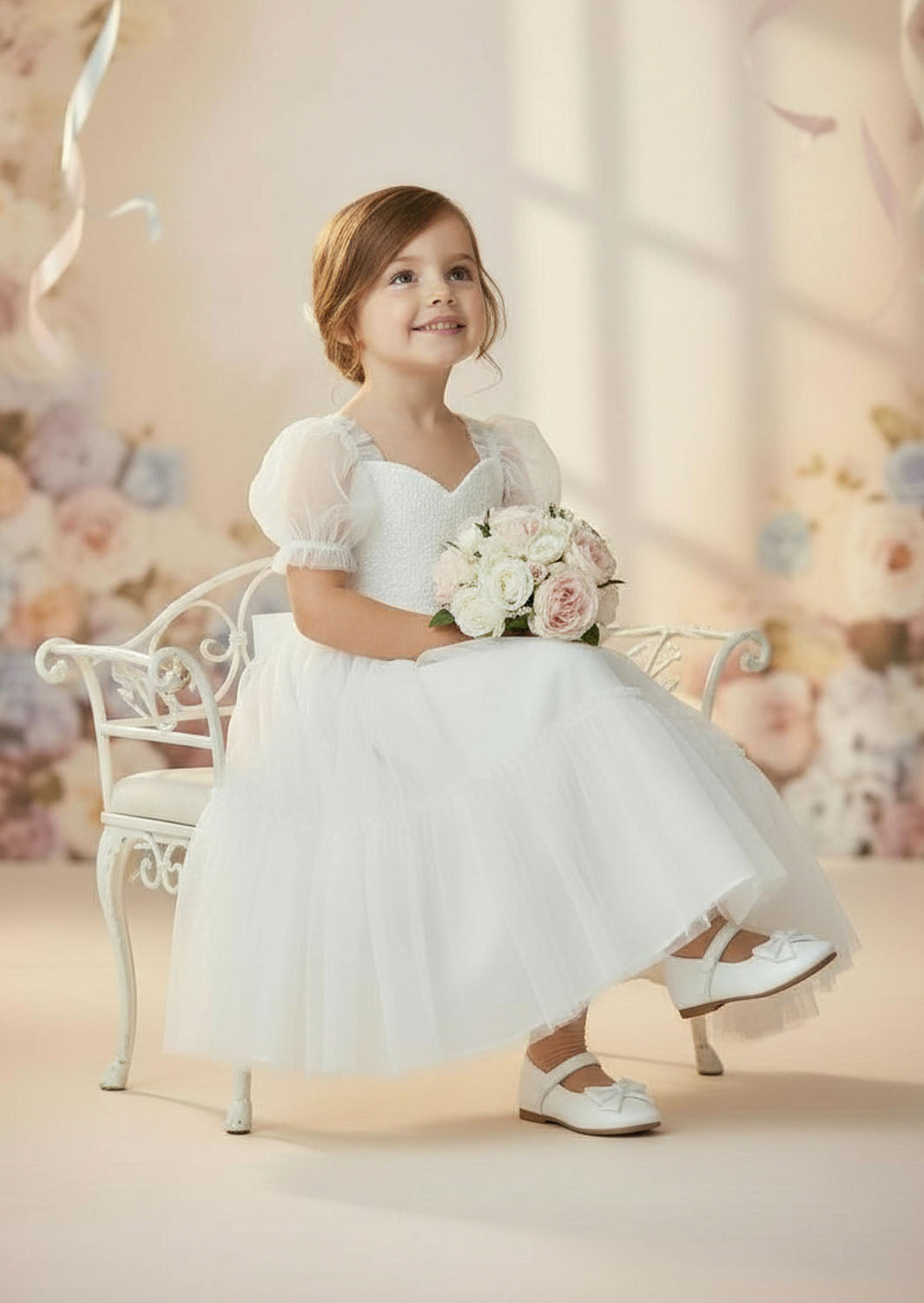 White Sweetheart Flower Girl Gown