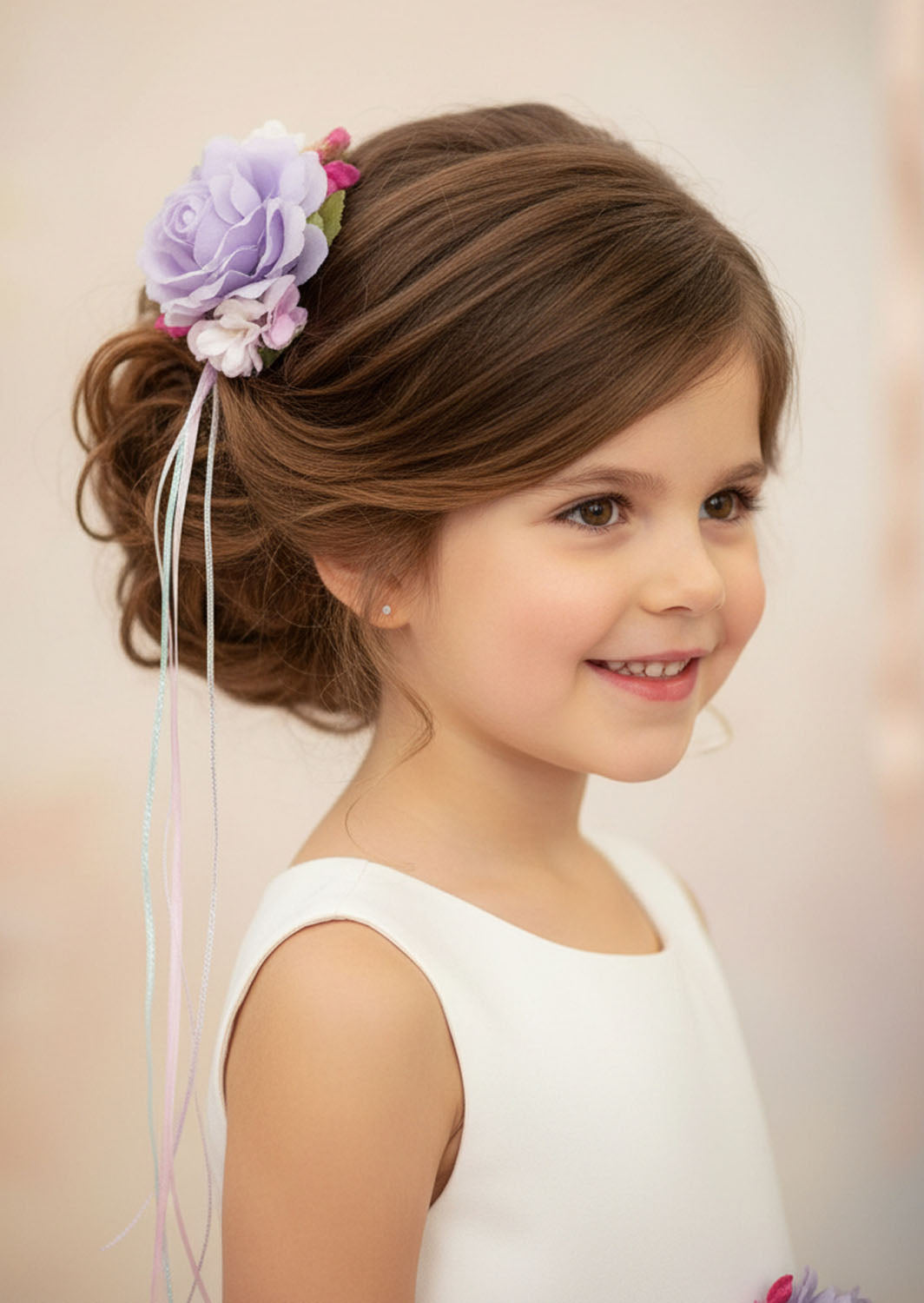 Lavender Flower girl rose hair clip