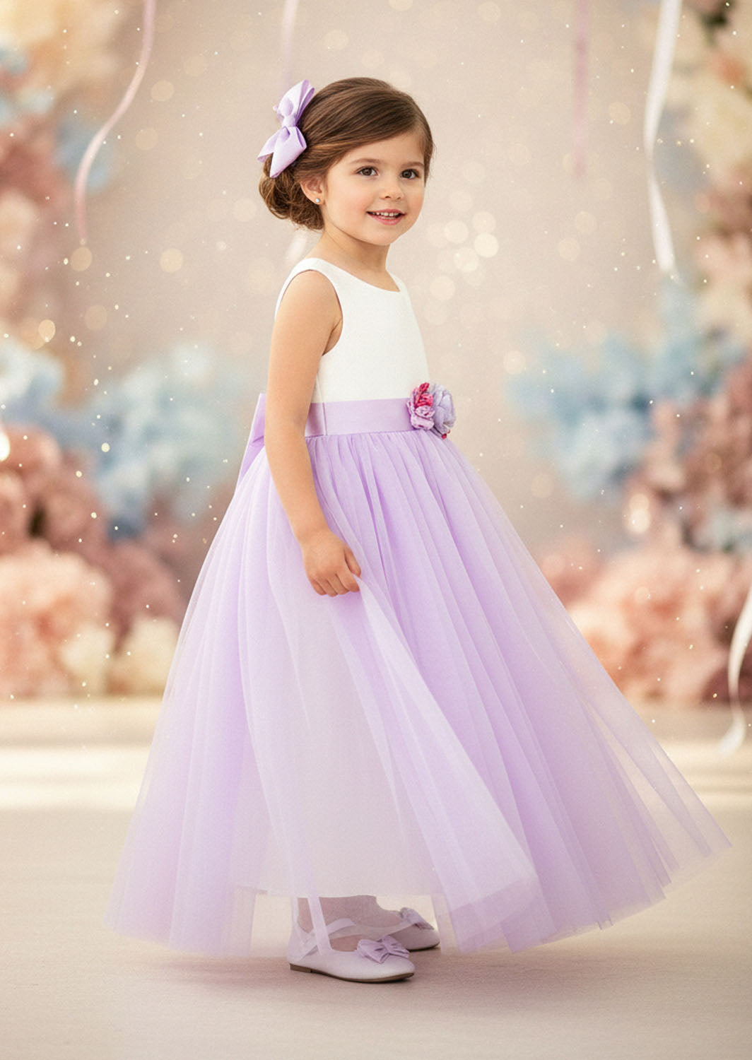 Chimere Flower Girl Dress - Lavender Sleeveless
