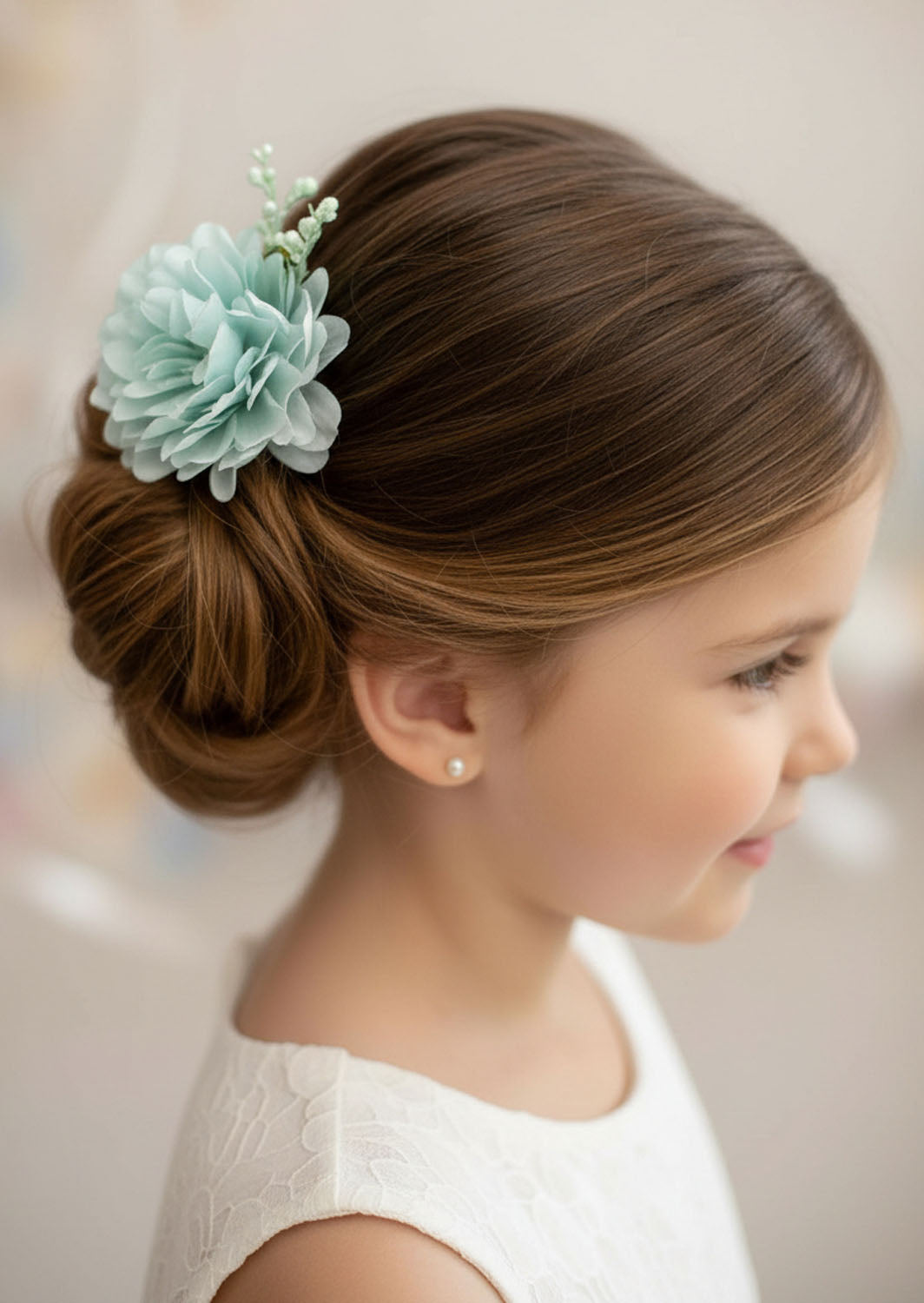 Girls Flower Hairclip in Aqua