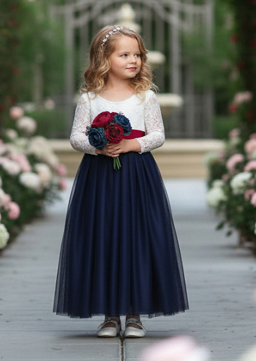 Navy Blue and White Dress With Sleeves