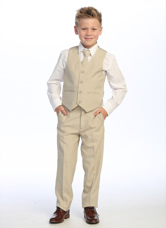 Boy 5 piece suit in khaki ring bearer