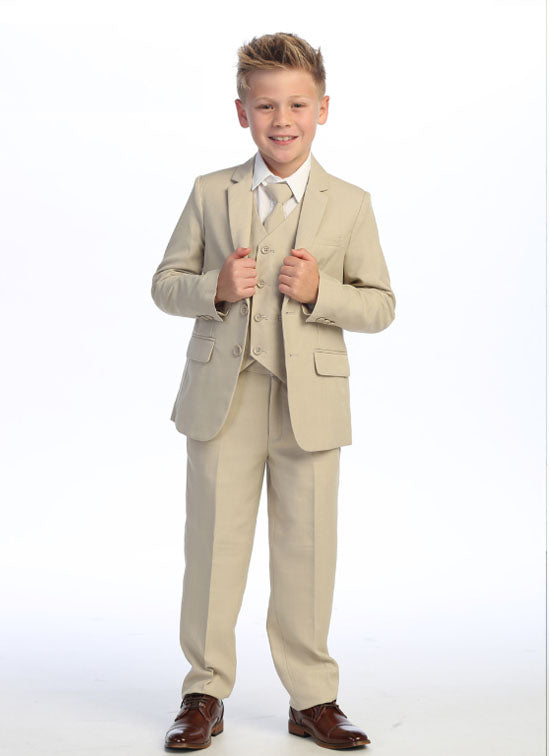 Boy 5 piece suit in khaki ring bearer