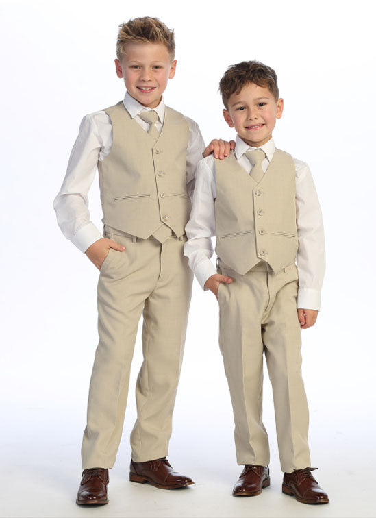Boy 5 piece suit in khaki ring bearer