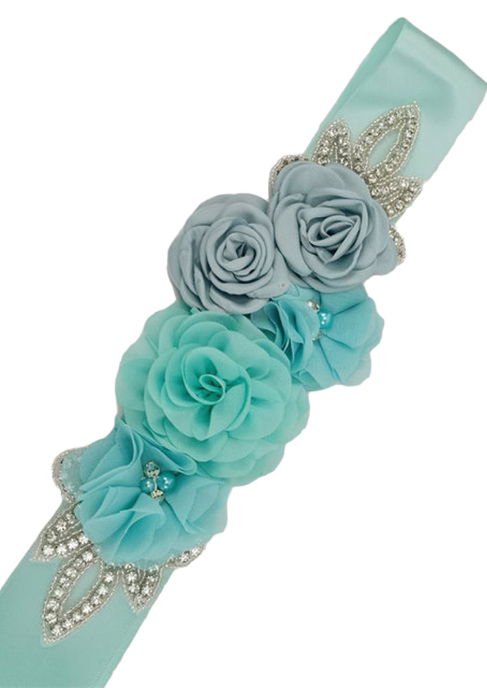 Chiffon Flower & Rhinestone Flower Girl Sash