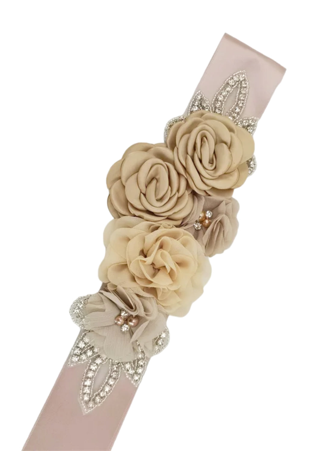 Chiffon Flower & Rhinestone Flower Girl Sash