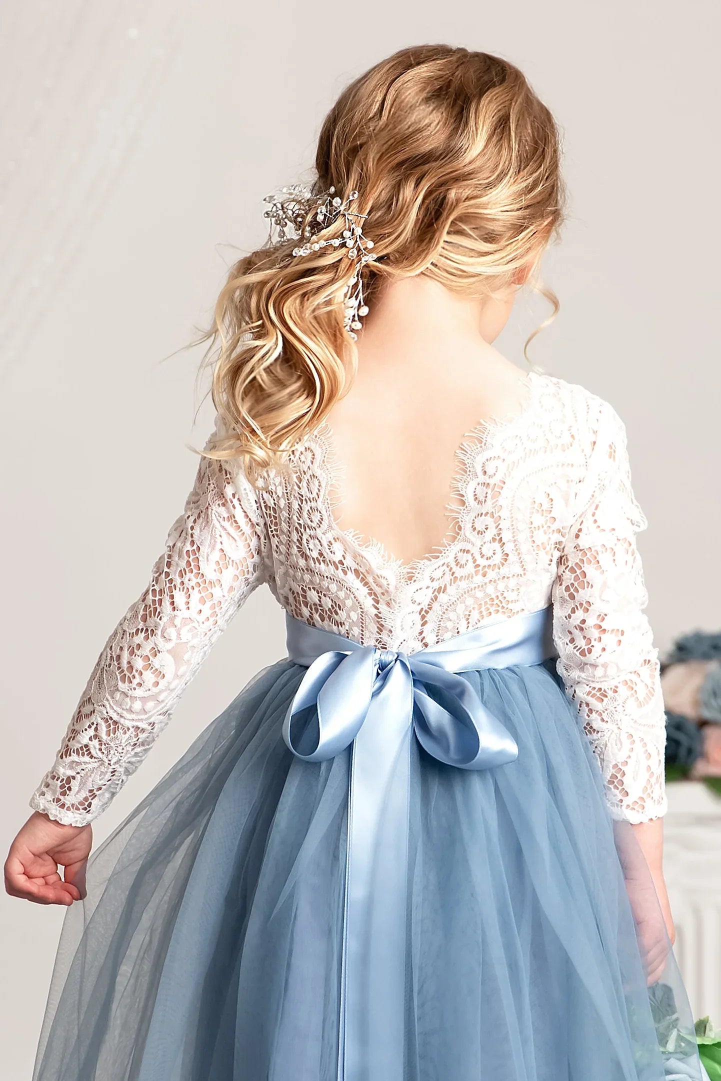Rustic Dusty Blue Tulle Dress - Lillifara