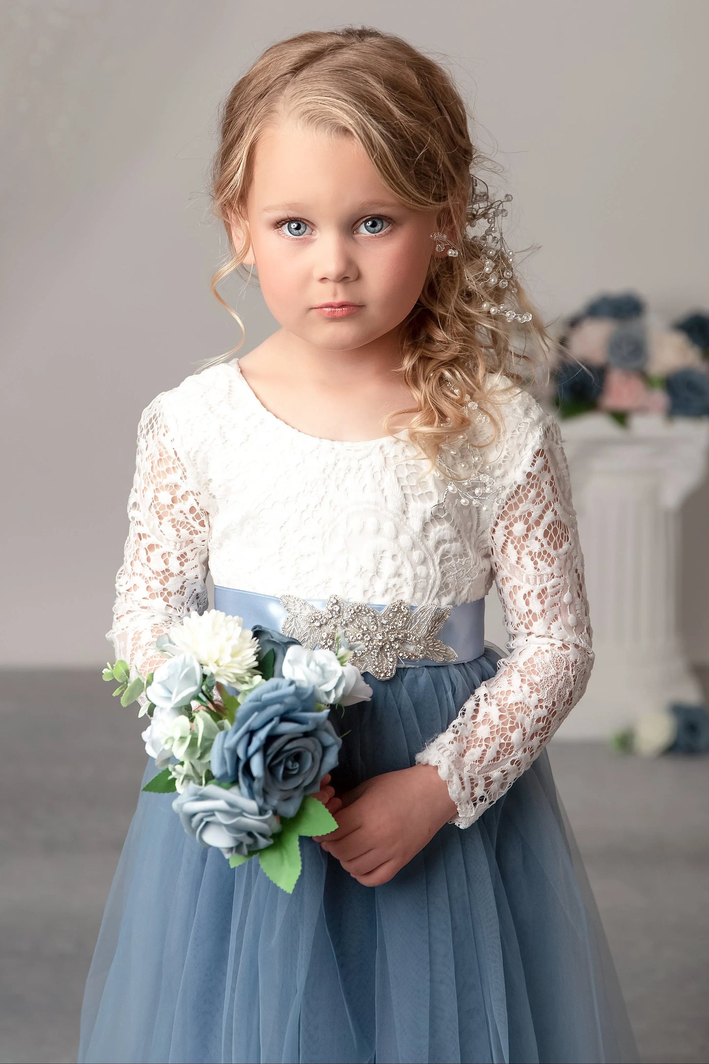 Rustic Dusty Blue Tulle Dress - Lillifara