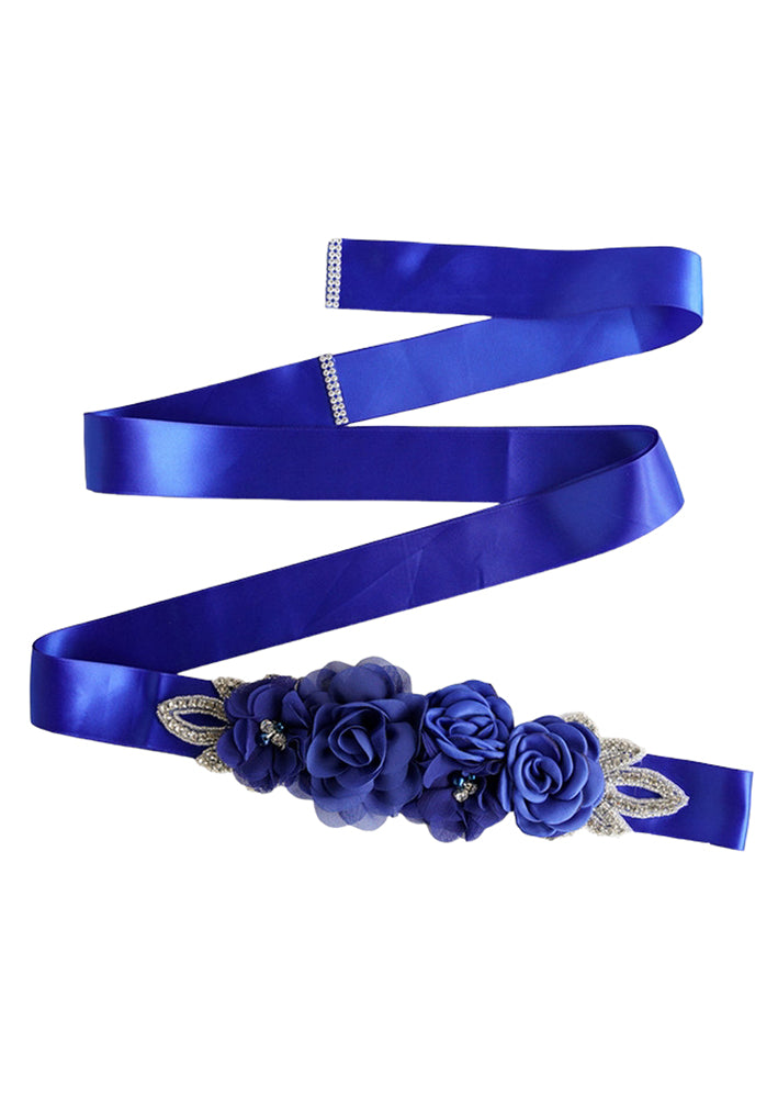 Chiffon Flower & Rhinestone Flower Girl Sash